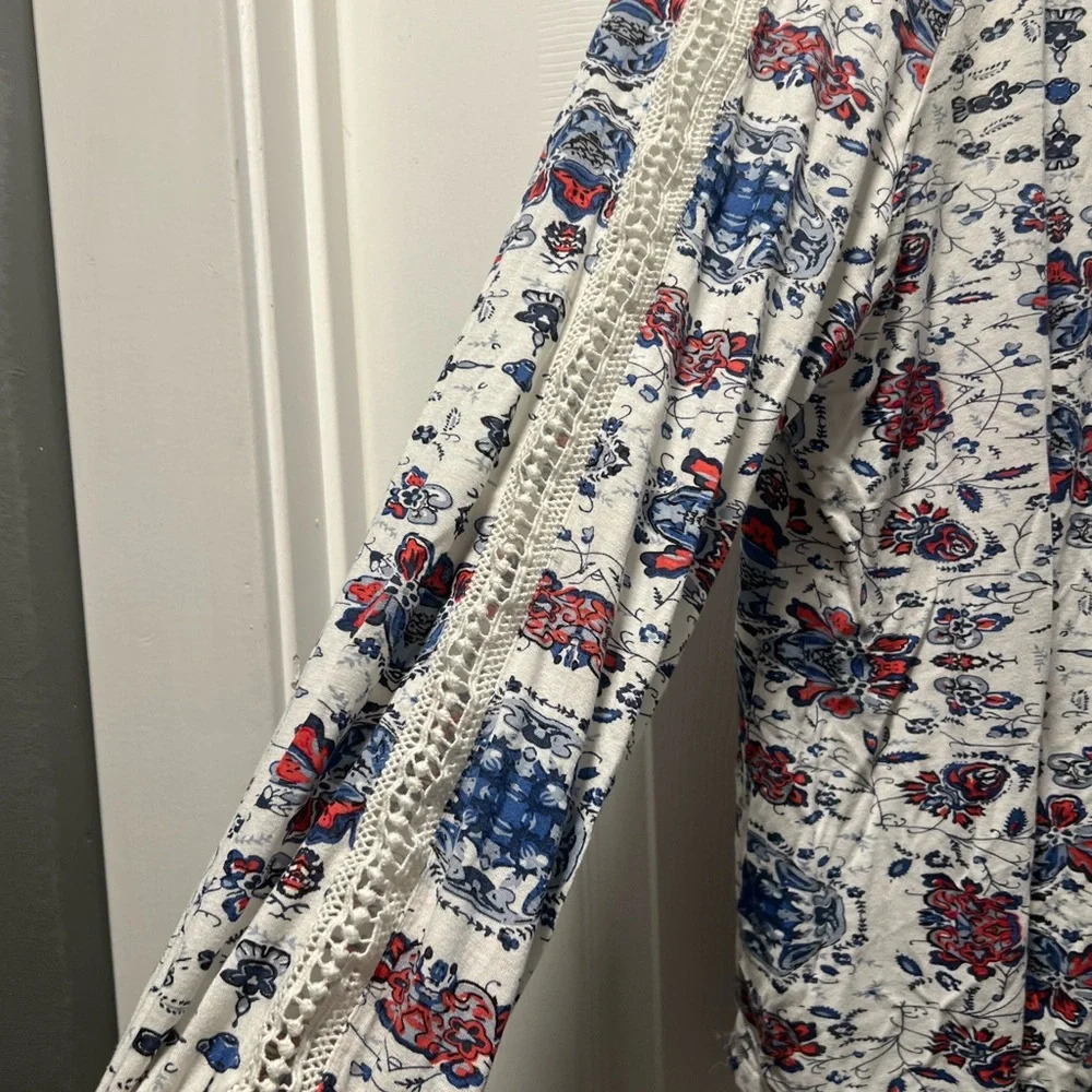 Lucky Brand White Floral Crochet Peasant Size Small - Picture 6 of 7